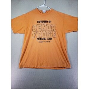 Senor Frog's T-Shirt Mens Medium Orange University Senor Frog's Drinking‎ Team